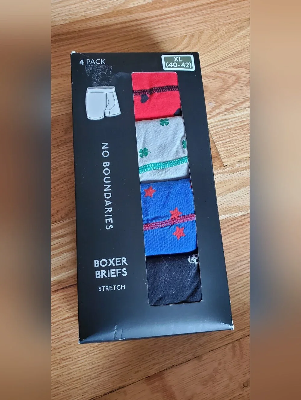 NIB No Boundaries Men's Boxer Briefs 4-Pack Size XL 40-42 Stretch